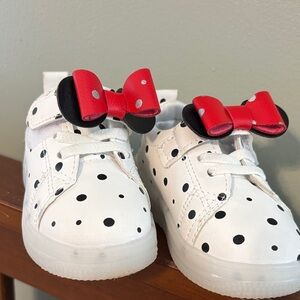 Polka Dot Kids Shoes with Red Bow